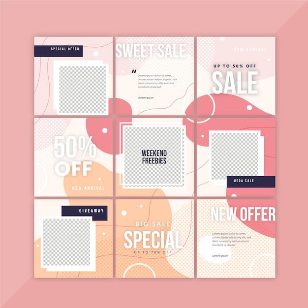 Vector instagram puzzle feed templates