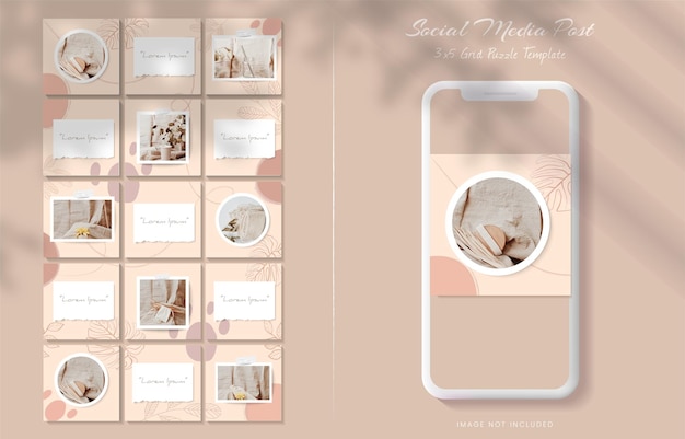 Vettore modello di post di puzzle di instagram