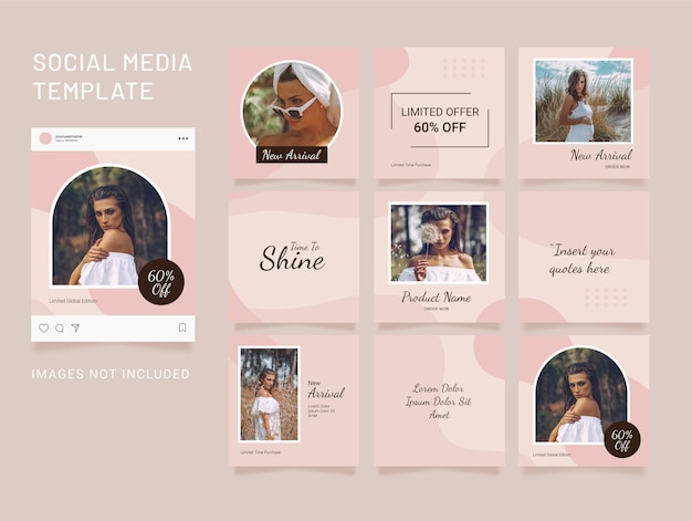 Vector instagram puzzle template social media feed