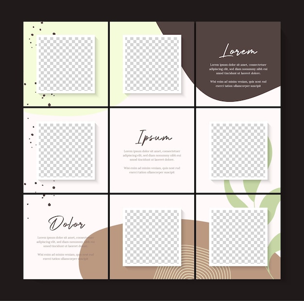 instagram puzzle template, social media post puzzle design vector