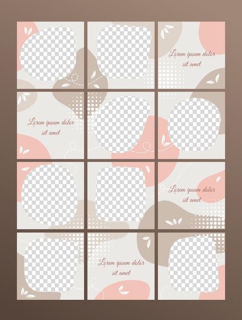 Vector instagram puzzle with twelve templates