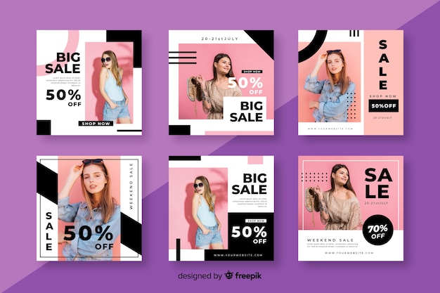 Instagram sale post collection template with photo