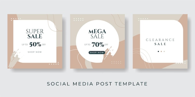 Instagram sale post template creative with copy space for text shapes line pastel color