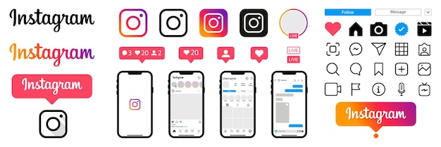 Вектор Векторная иллюстрация значков социальных сетей instagram