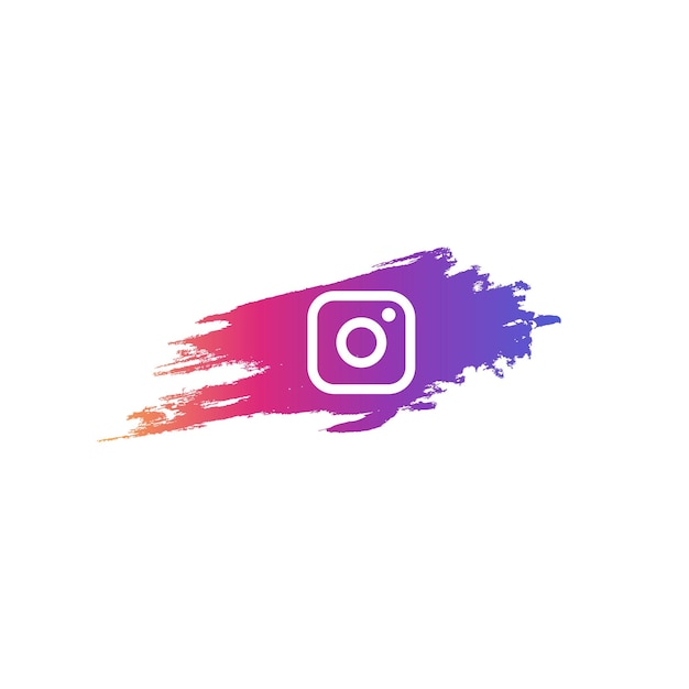 水彩ブラシ instagram の背景を持つ Instagram ソーシャル メディアのロゴ アイコン