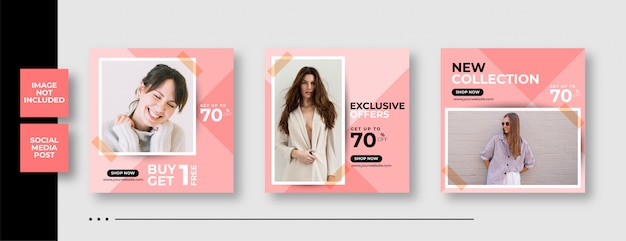 Instagram social media post banner template for fashion