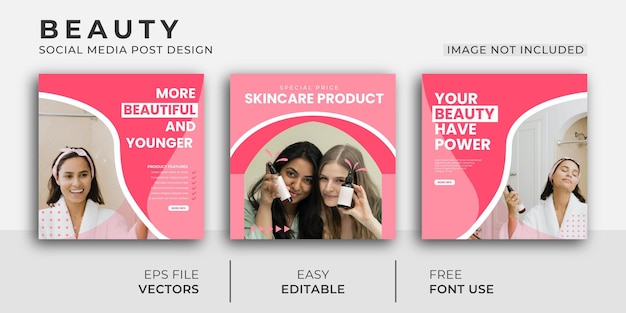 Instagram social media post sjabloonontwerp voor beauty skincare business