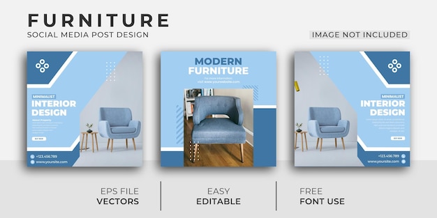 家具インテリアビジネスのためのInstagramソーシャルメディア投稿テンプレートデザイン