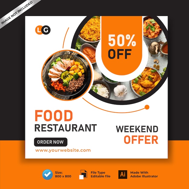 Instagram square banner template for restaurants