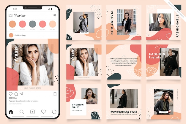 Vector instagram square frame puzzle. social media post banner