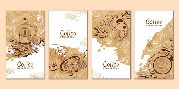 Instagram stories coffee grain paint vector in illustration