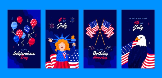 Instagram stories collection for american 4th of july holiday celebration
