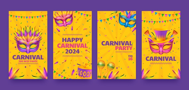 Instagram stories collection for carnival party celebration