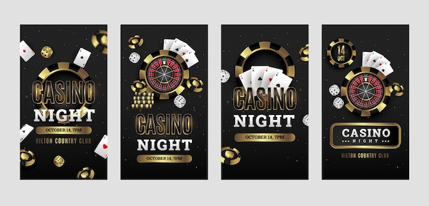 Vector instagram stories collection for casino and gambling