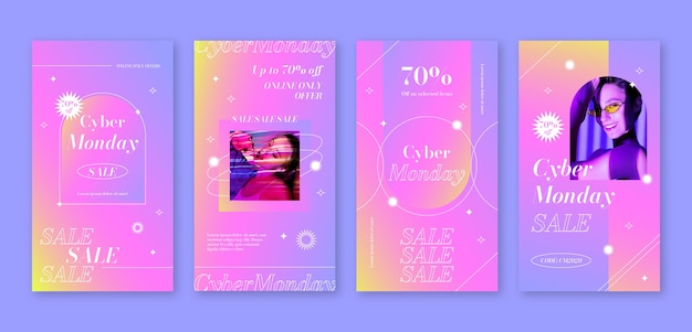 Vector instagram stories collection for cyber monday