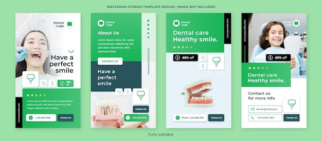 Vector instagram stories collection for dental clinic business