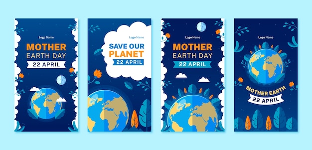 Vector instagram stories collection for earth day celebration