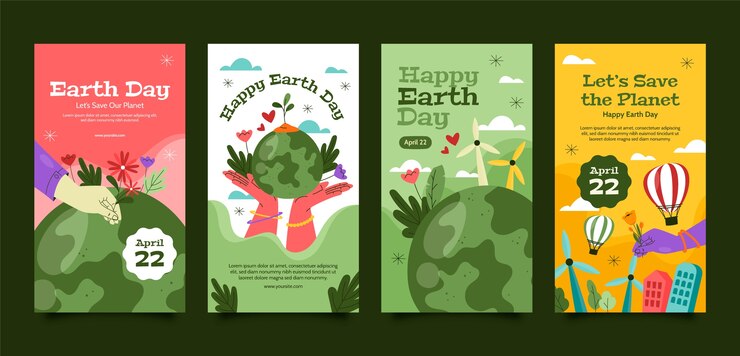 Vector instagram stories collection for earth day celebration
