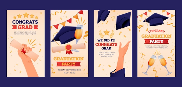 Vector instagram stories collection for graduation celebration