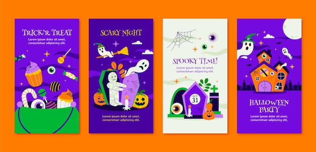 Vector instagram stories collection for halloween celebration