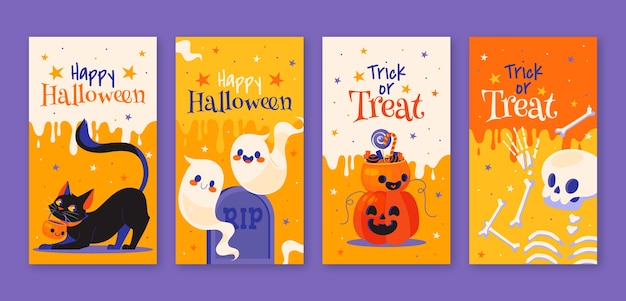 Vector instagram stories collection for halloween celebration