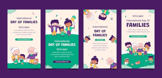 Vector instagram stories collection for international day of families celebration