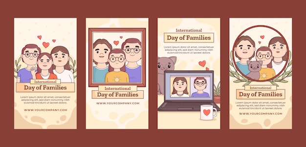 Vector instagram stories collection for international day of families celebration