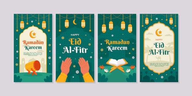 Vector instagram stories collection for islamic ramadan celebration