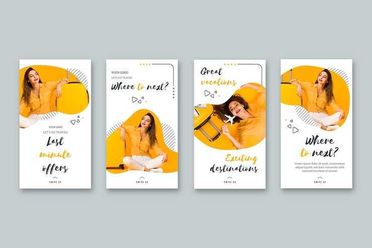 Vector instagram stories collection for last minute travel