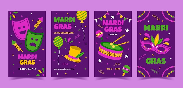 Raccolta di storie di instagram per il festival di mardi gras