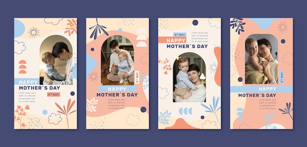 Vector instagram stories collection for mothers day celebration