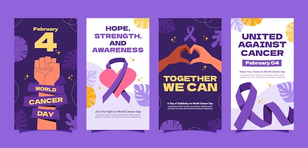 Instagram stories collection for world cancer day awareness