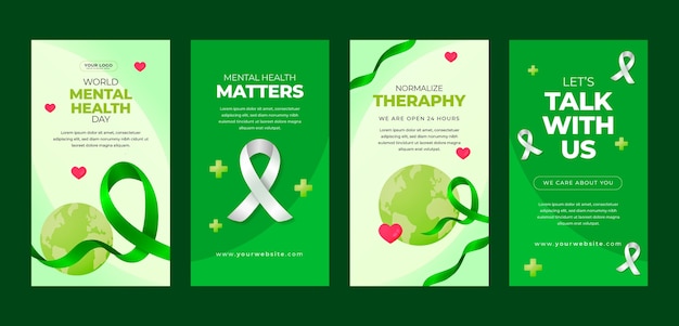 Vector instagram stories collection for world mental health day celebration