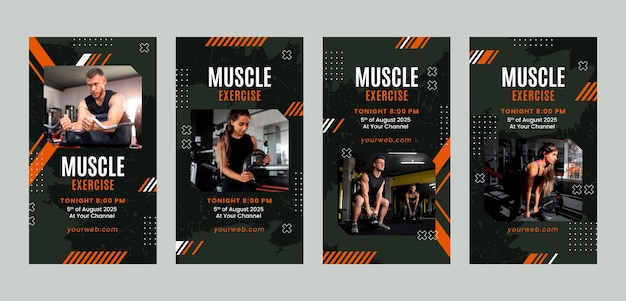 Vector instagram stories gym template design