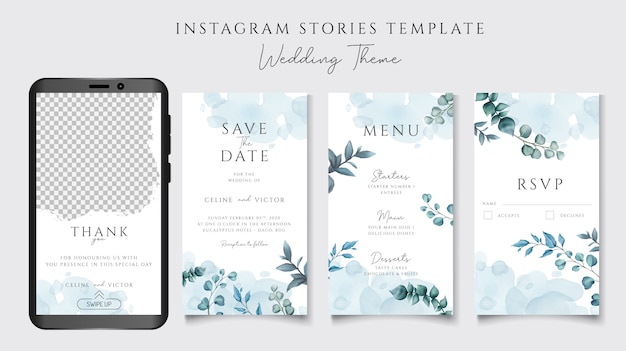 結婚式の招待状のテーマのinstagramストーリーテンプレート