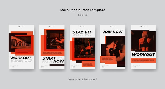 Vettore modello di storie di instagram per lo sport