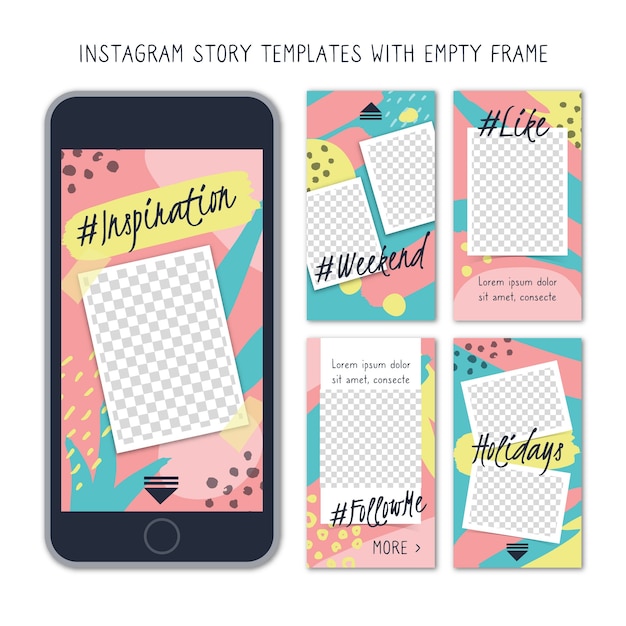 Instagram stories templates with empty frame