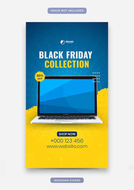 Vector instagram stories with black friday concepts and brush in background for gadget sale