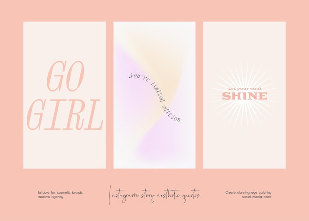 Vector instagram story aesthetic quotes template collection