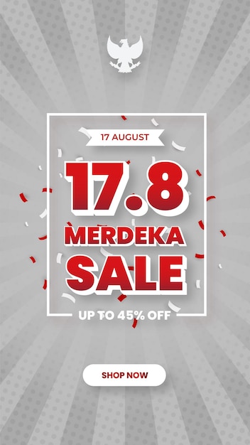 Instagram story banner sale celebrazione della giornata dell'indipendenza indonesiana