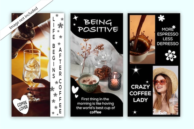 Instagram story coffee template Social media coffee stories