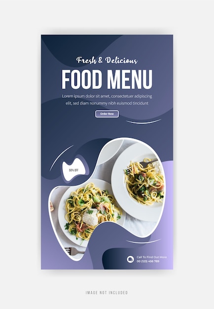 Instagram story food menu banner design premium vector