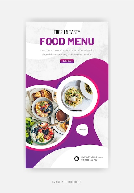 Instagram ストーリー フード メニュー テンプレート デザイン プレミアム ベクトル