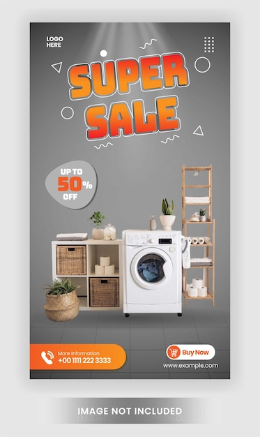 Vector instagram story post home appliances social media template