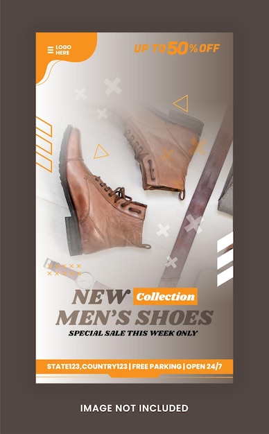 Instagram story shoes social media template and web banner template with luxury chocolate color style