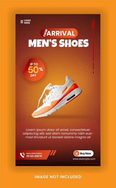 Vector instagram story shoes social media template and web banner template with luxury orange color style