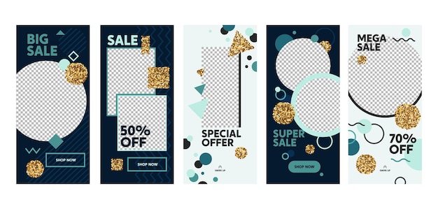 Instagram story super sale offer mobile app page onboard screen set.