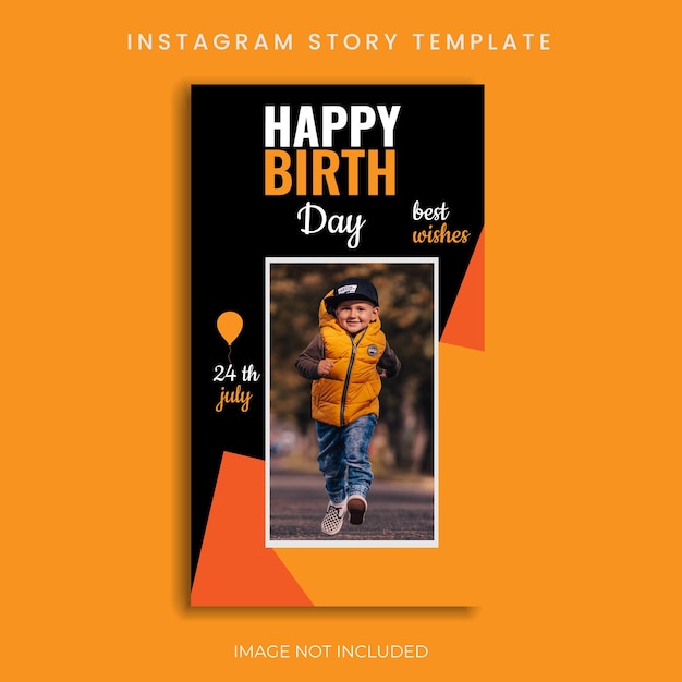 Design del banner di compleanno del modello di storia di instagram