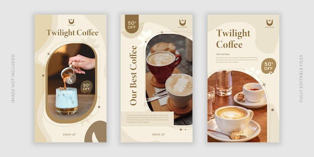 Instagram story template coffee with aesthetic theme