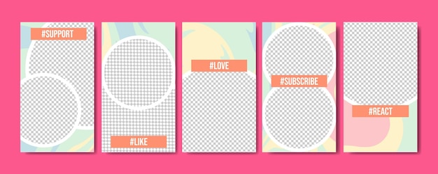 Vector instagram story template in colourful marble background style